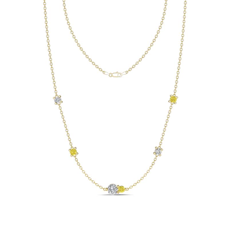 Linea 0.50 ctw Moissanite (4 mm) and Yellow Diamond Women Station Necklace 