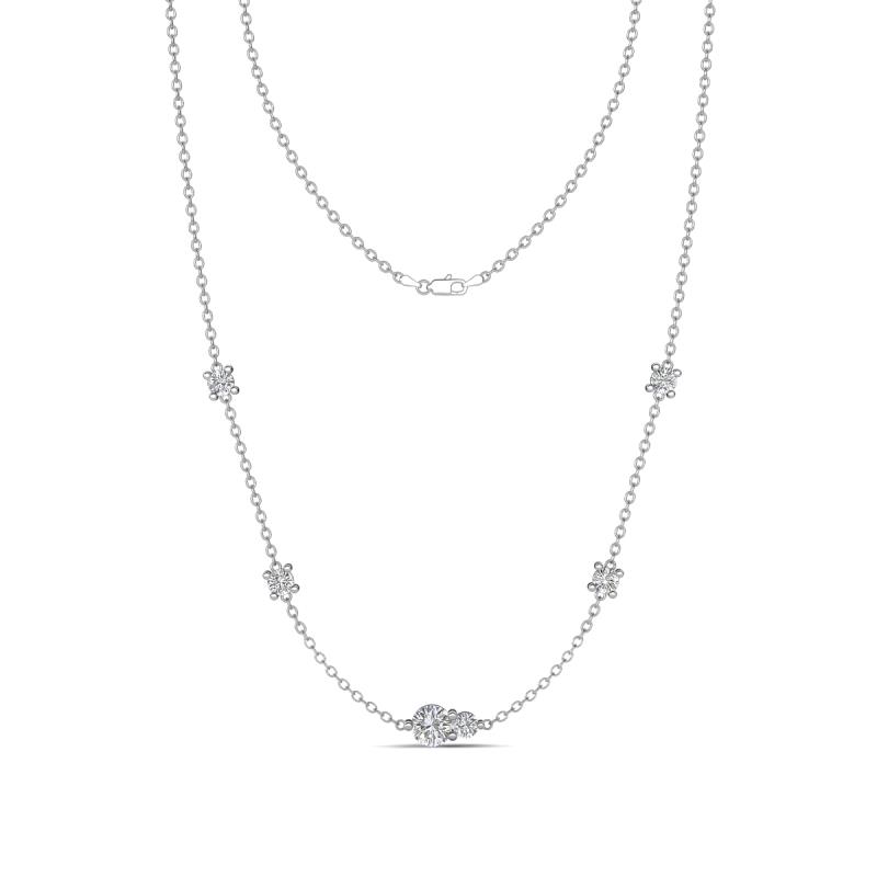 Linea 0.50 ctw Moissanite (4 mm) and Lab Grown Diamond Women Station Necklace 