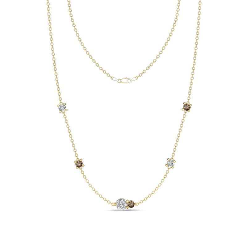 Linea 0.50 ctw Moissanite (4 mm) and Smoky Quartz Women Station Necklace 