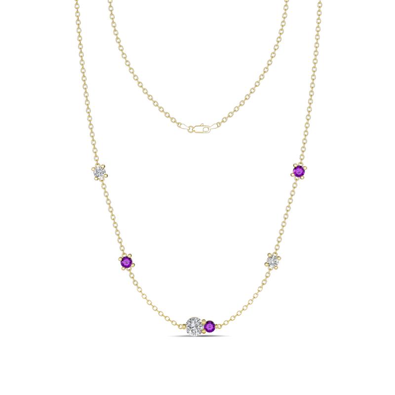 Linea 0.44 ctw Moissanite (4 mm) and Amethyst Women Station Necklace 