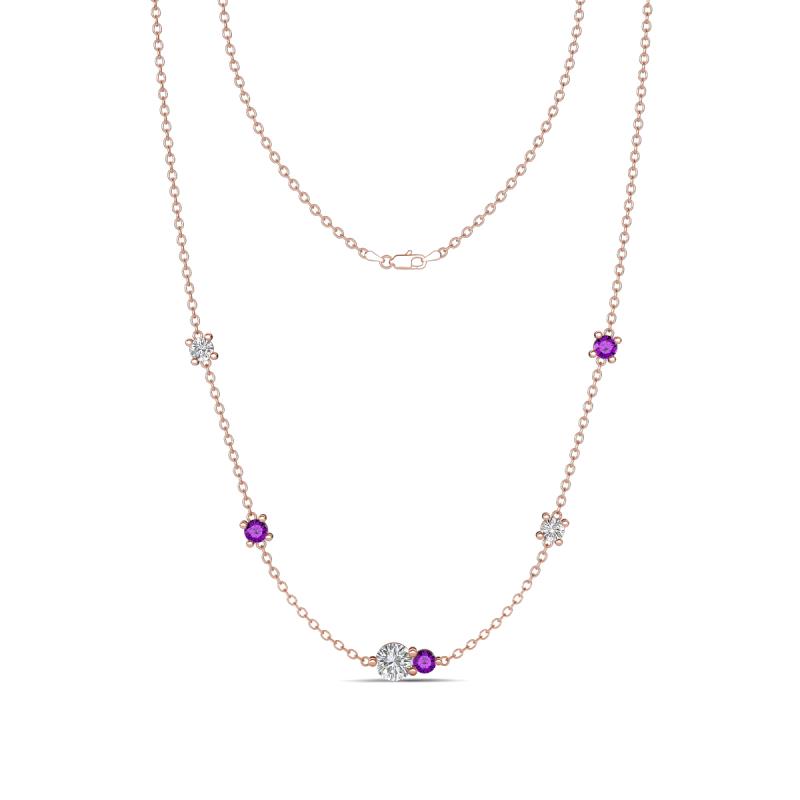 Linea 0.44 ctw Moissanite (4 mm) and Amethyst Women Station Necklace 