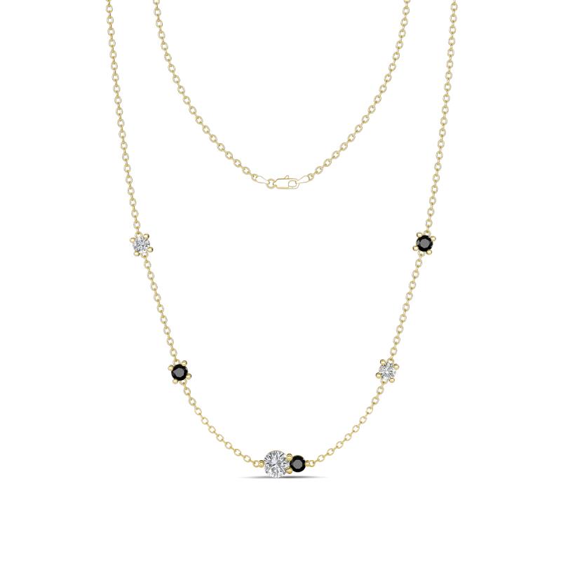 Linea 0.50 ctw Moissanite (4 mm) and Black Diamond Women Station Necklace 