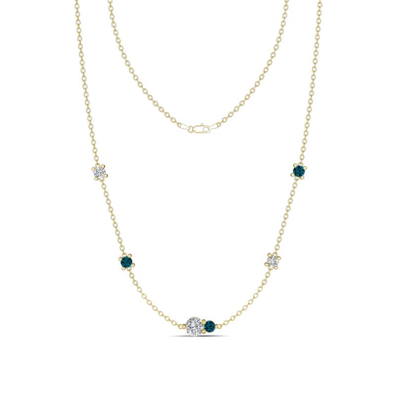 Linea 0.50 ctw Moissanite (4 mm) and Blue Diamond Women Station Necklace 