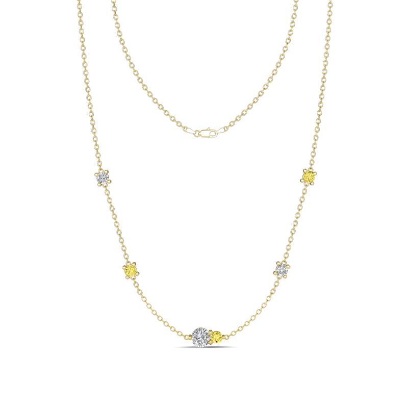 Linea 0.53 ctw Moissanite (4 mm) and Yellow Sapphire Women Station Necklace 