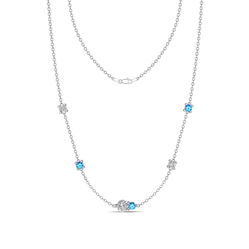 Linea 0.52 ctw Lab Grown Diamond (4 mm) and Blue Topaz Women Station Necklace 