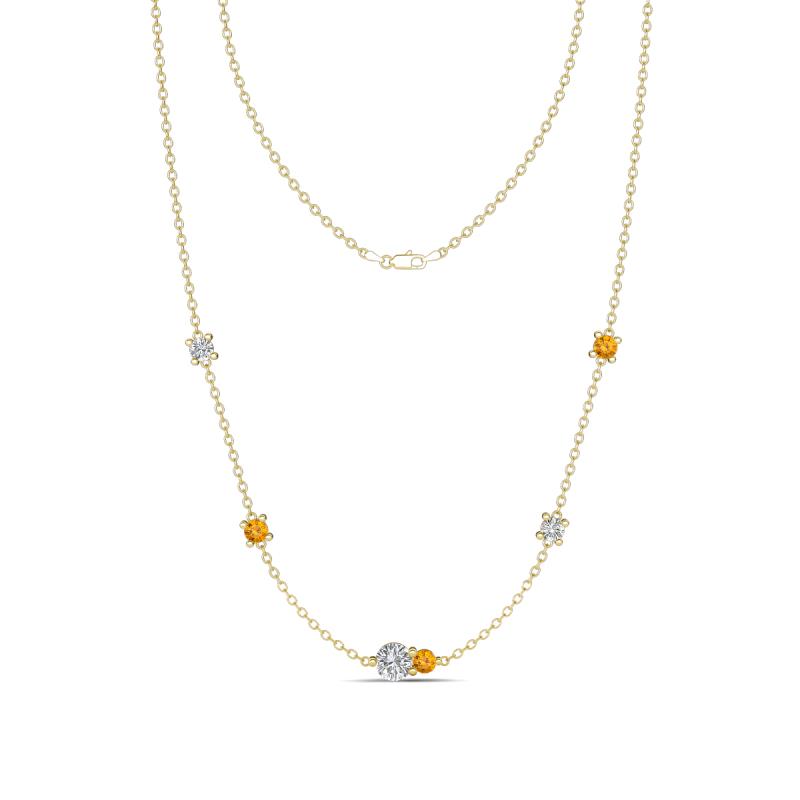 Linea 0.49 ctw Lab Grown Diamond (4 mm) and Citrine Women Station Necklace 