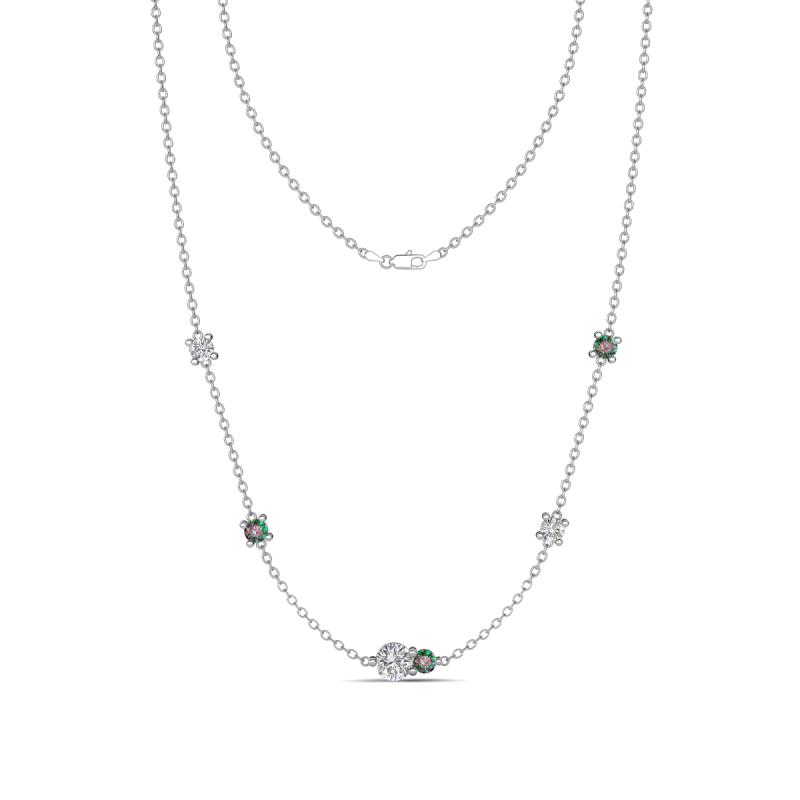 Linea 0.57 ctw Natural Diamond (4 mm) and Created Alexandrite Women Station Necklace 