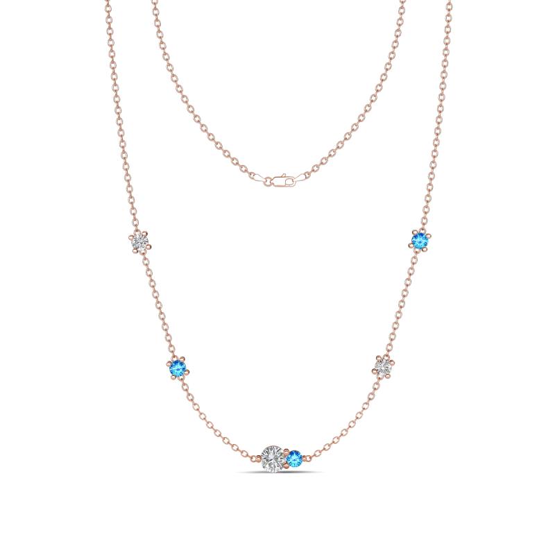 Linea 0.52 ctw Natural Diamond (4 mm) and Blue Topaz Women Station Necklace 