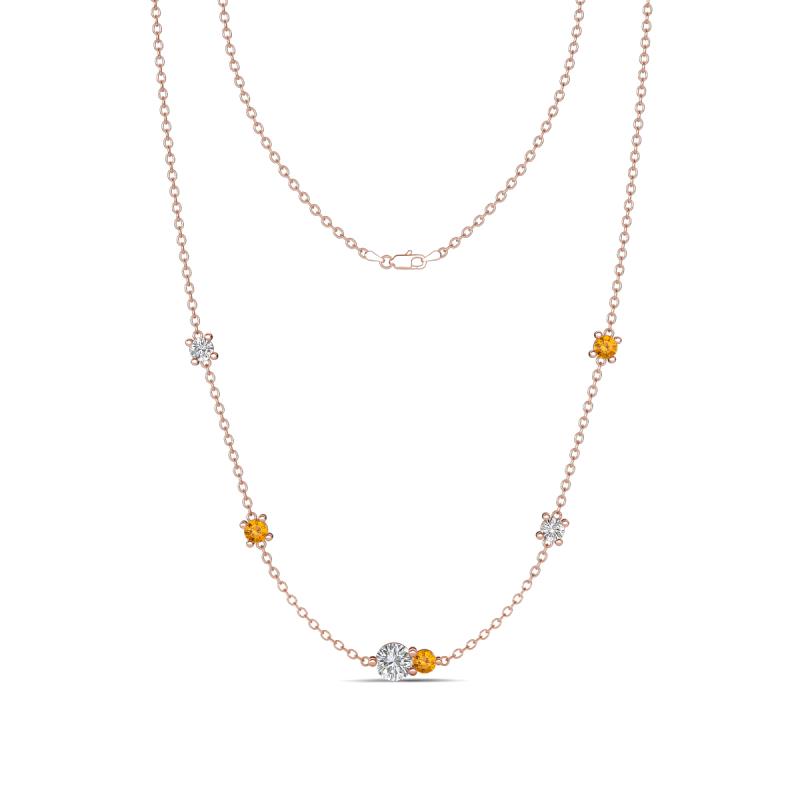 Linea 0.49 ctw Natural Diamond (4 mm) and Citrine Women Station Necklace 