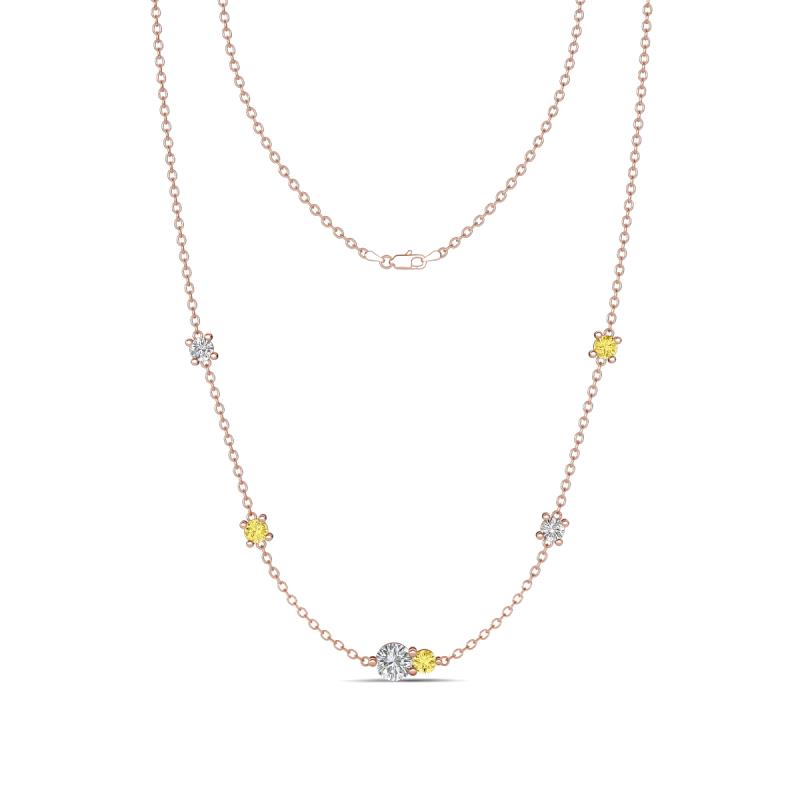 Linea 0.58 ctw Natural Diamond (4 mm) and Yellow Sapphire Women Station Necklace 