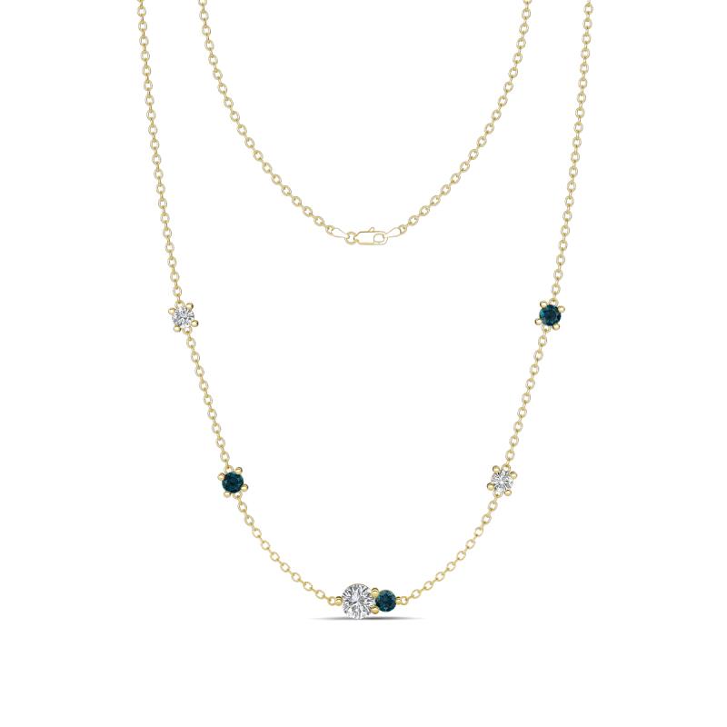 Linea 0.55 ctw Natural Diamond (4 mm) and London Blue Topaz Women Station Necklace 