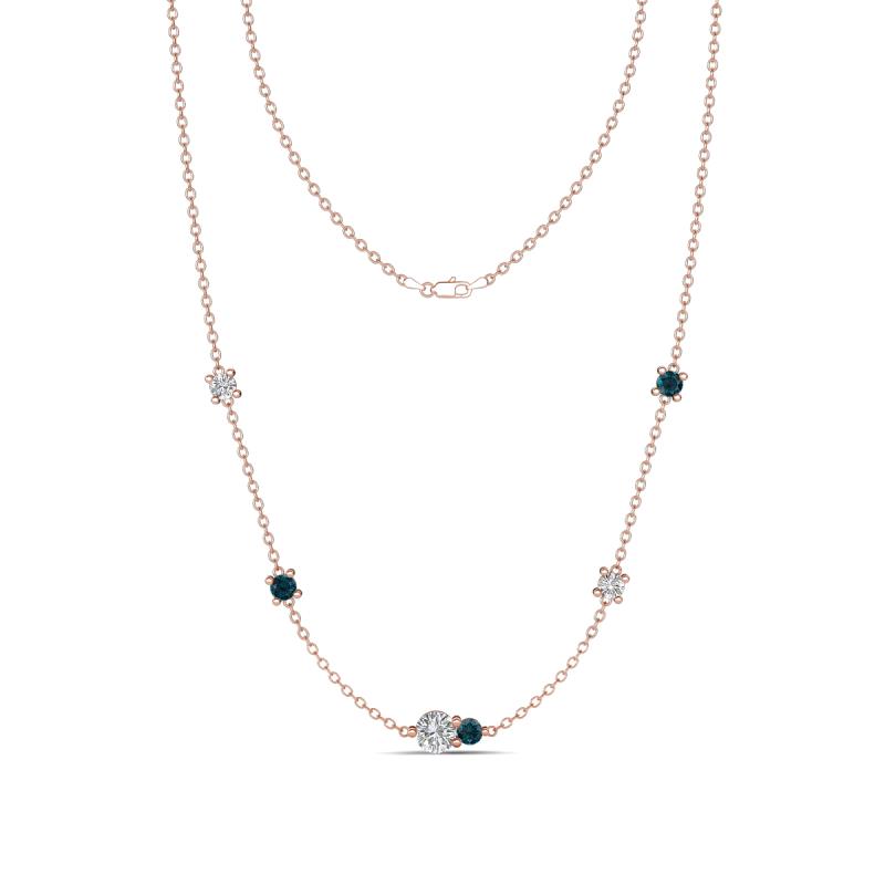 Linea 0.55 ctw Natural Diamond (4 mm) and London Blue Topaz Women Station Necklace 