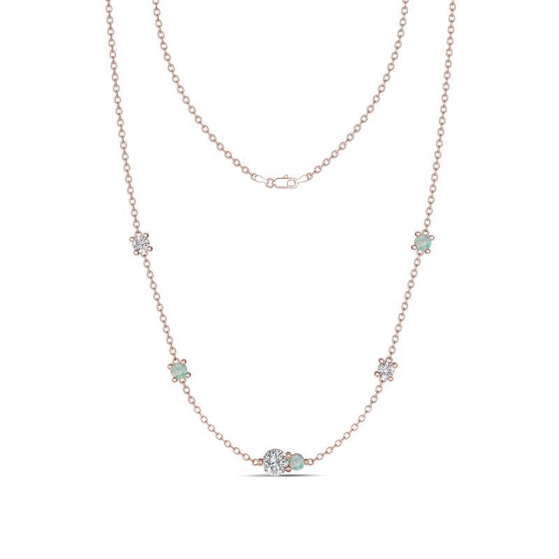 Linea 0.48 ctw Natural Diamond (4 mm) and Opal Women Station Necklace 