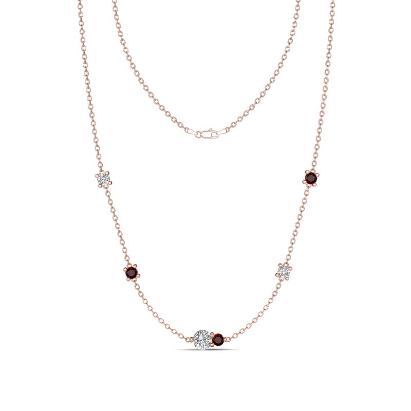 Linea 0.57 ctw Natural Diamond (4 mm) and Red Garnet Women Station Necklace 