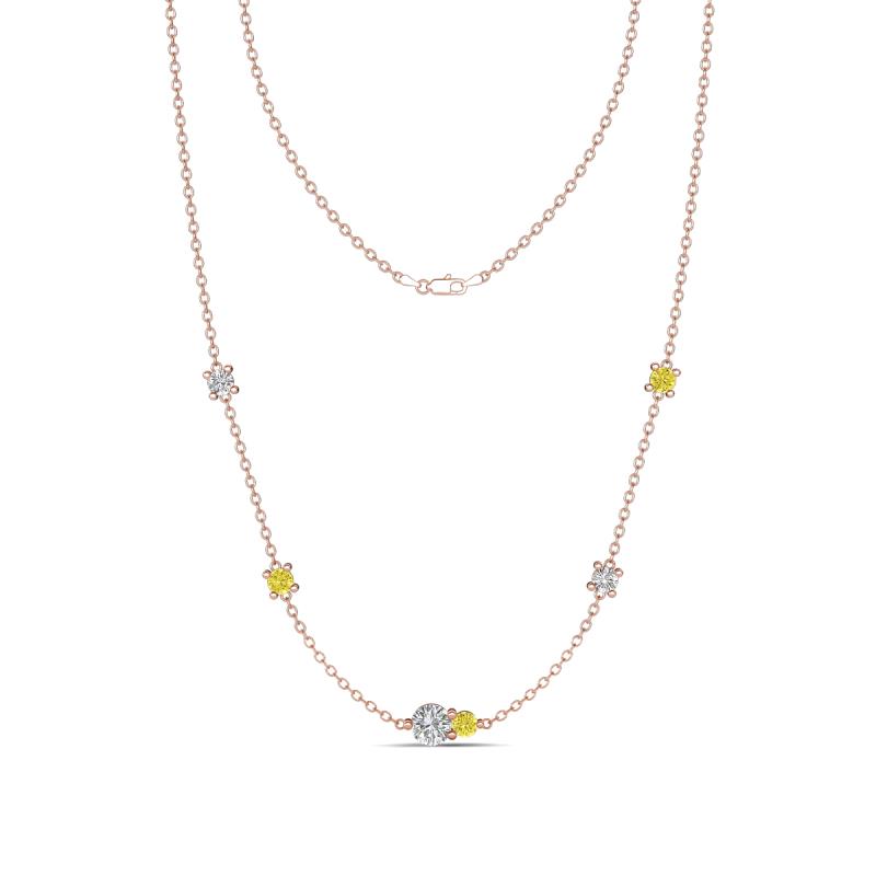 Linea 0.55 ctw Natural Diamond (4 mm) and Yellow Diamond Women Station Necklace 