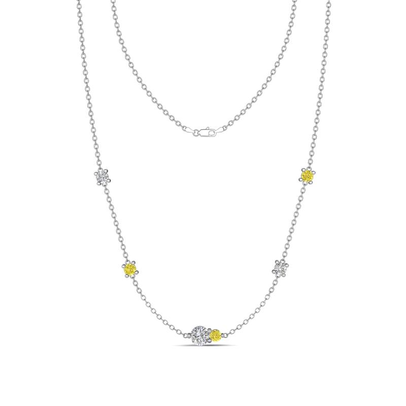 Linea 0.55 ctw Natural Diamond (4 mm) and Yellow Diamond Women Station Necklace 