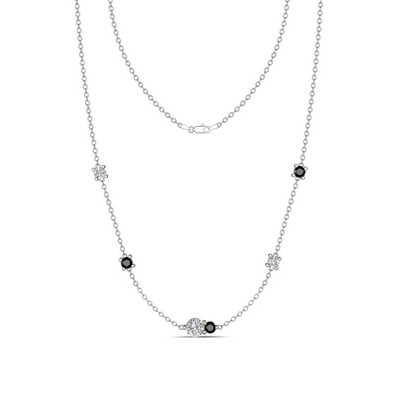 Linea 0.55 ctw Natural Diamond (4 mm) and Black Diamond Women Station Necklace 