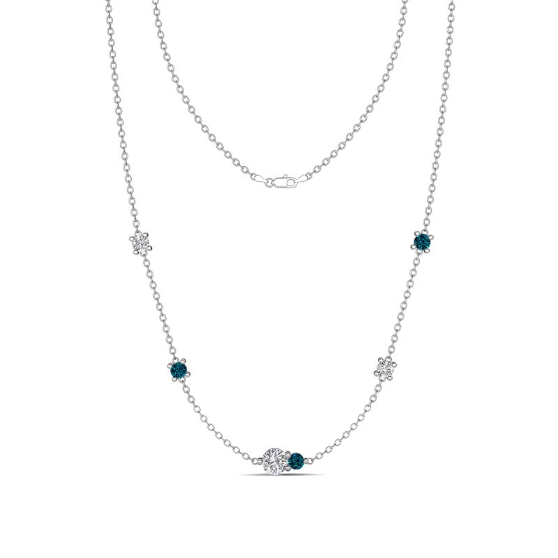 Linea 0.55 ctw Natural Diamond (4 mm) and Blue Diamond Women Station Necklace 