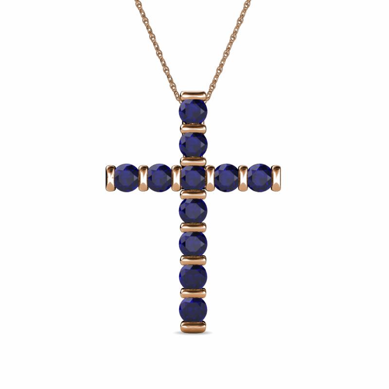 Amen Blue Sapphire Cross Pendant 
