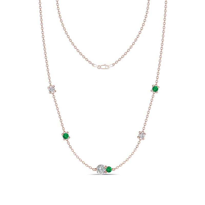 Linea 0.49 ctw Natural Diamond (4 mm) and Emerald Women Station Necklace 