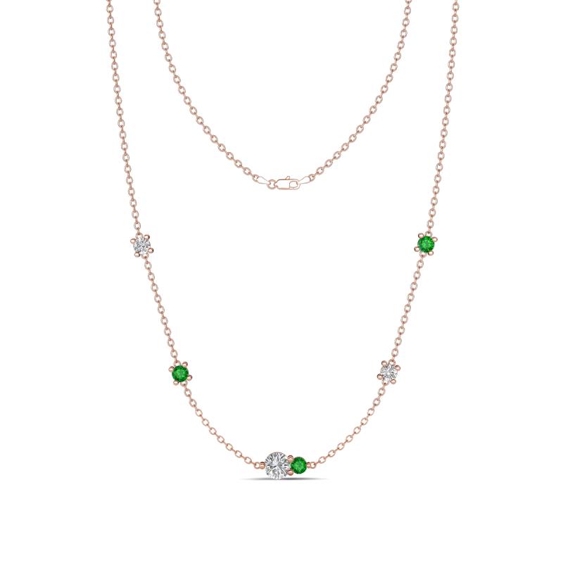 Linea 0.57 ctw Natural Diamond (4 mm) and Green Garnet Women Station Necklace 