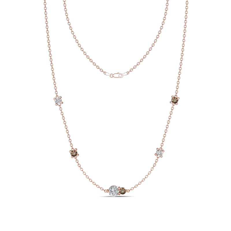 Linea 0.55 ctw Natural Diamond (4 mm) and Smoky Quartz Women Station Necklace 