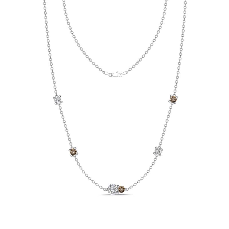 Linea 0.55 ctw Natural Diamond (4 mm) and Smoky Quartz Women Station Necklace 