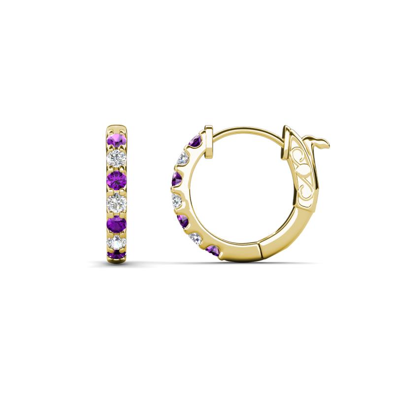 Nico 0.25 ctw Amethyst and Natural Diamonds Small Huggie Earrings 