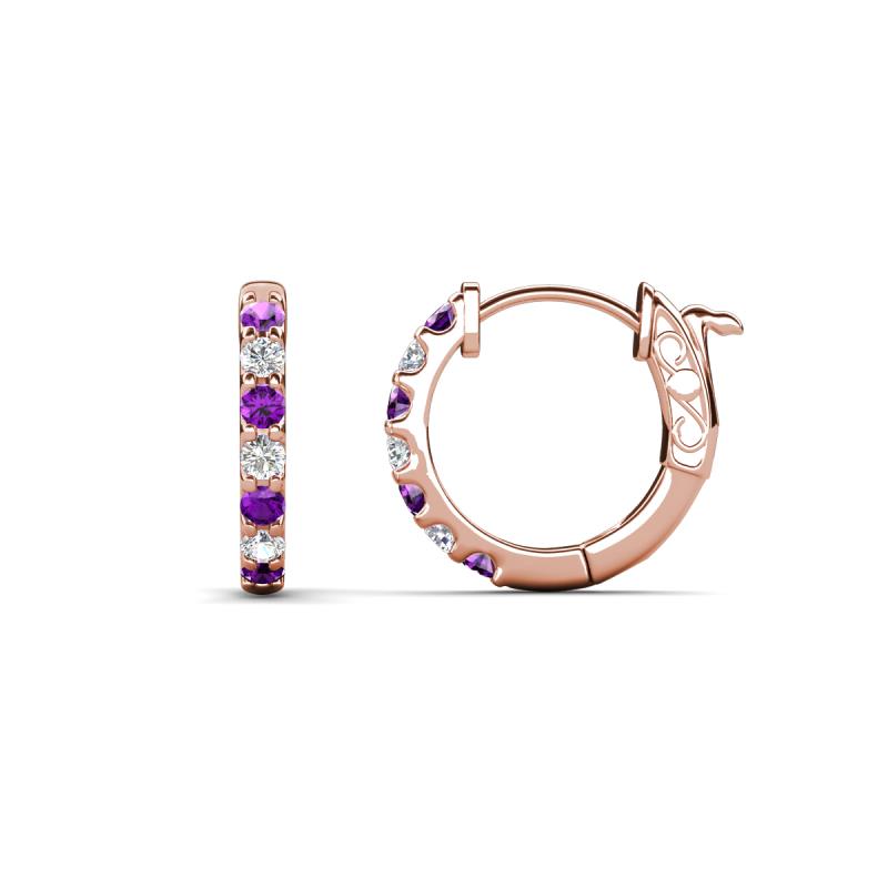 Nico 0.25 ctw Amethyst and Natural Diamonds Small Huggie Earrings 