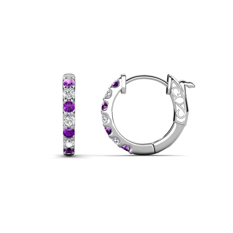 Nico 0.25 ctw Amethyst and Natural Diamonds Small Huggie Earrings 