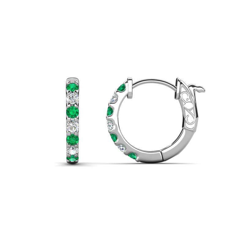 Nico 0.25 ctw Emerald and Natural Diamonds Small Huggie Earrings 