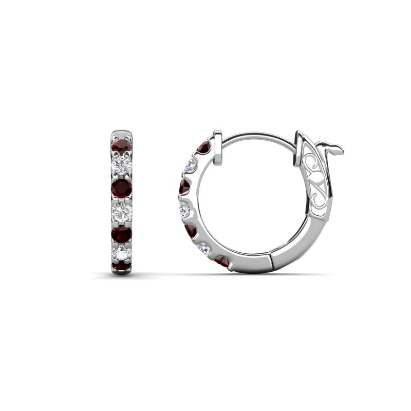 Nico 0.29 ctw Red Garnet and Natural Diamonds Small Huggie Earrings 