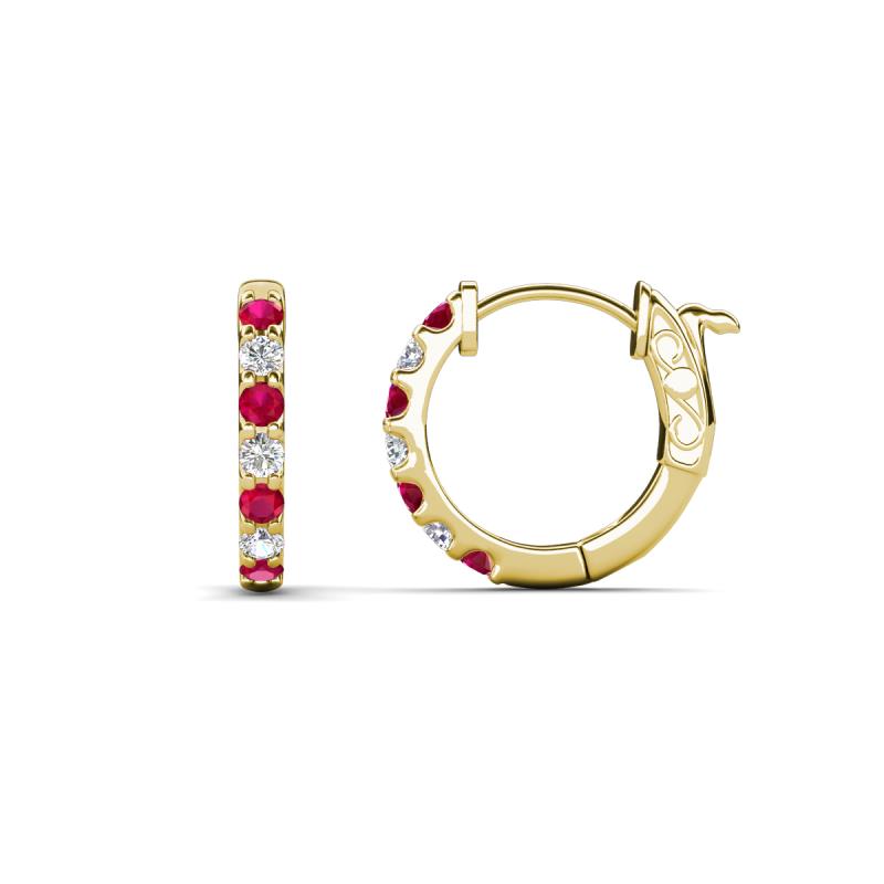 Nico 0.29 ctw Ruby and Natural Diamonds Small Huggie Earrings 