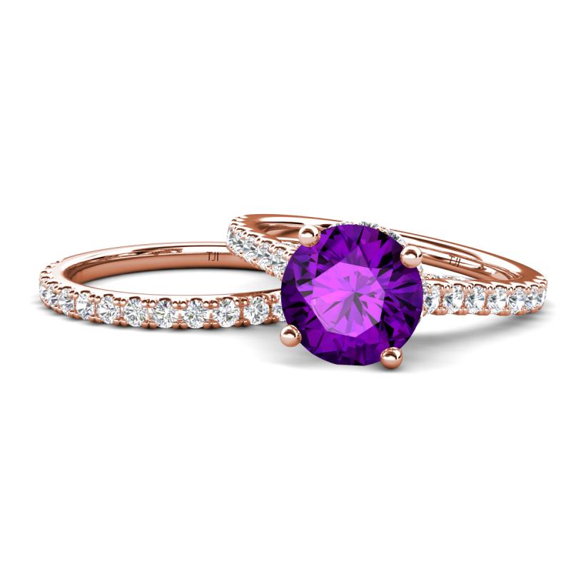 Kalina 1.97 ctw Amethyst (7.00 mm) Accented Lab Grown Diamonds Bridal Set Ring  