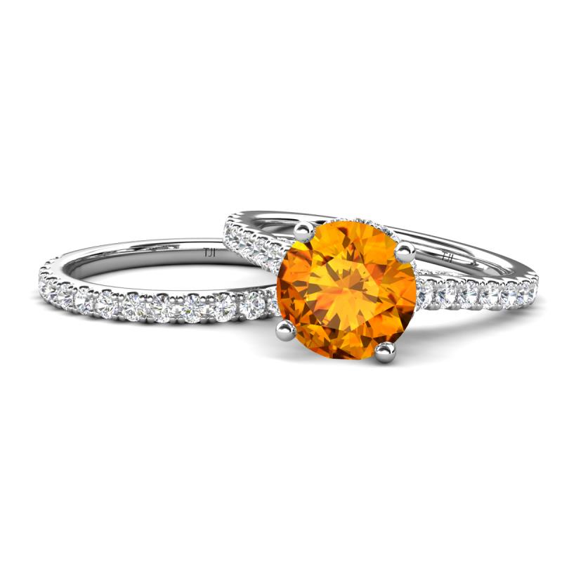 Kalina 1.97 ctw Citrine (7.00 mm) Accented Lab Grown Diamonds Bridal Set Ring  