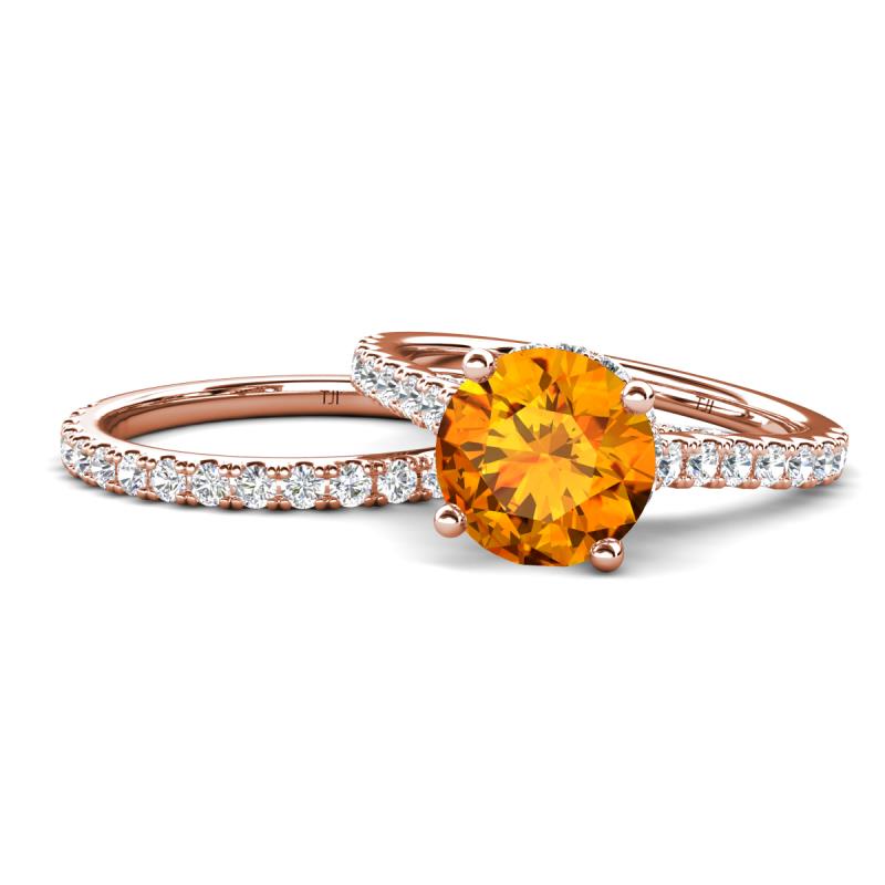 Kalina 1.97 ctw Citrine (7.00 mm) Accented Lab Grown Diamonds Bridal Set Ring  