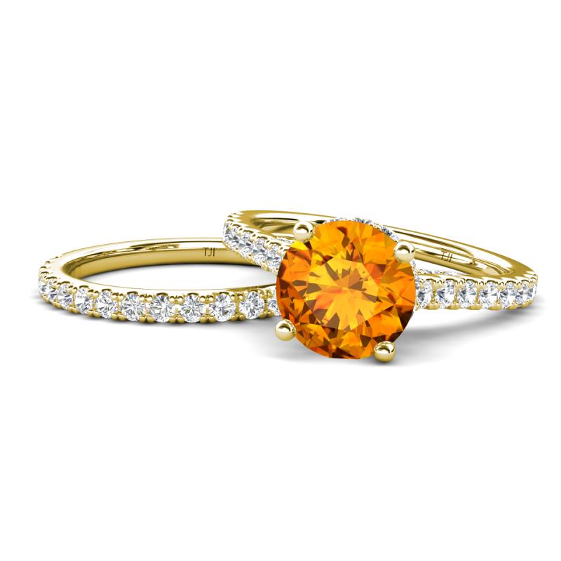 Kalina 1.97 ctw Citrine (7.00 mm) Accented Lab Grown Diamonds Bridal Set Ring  