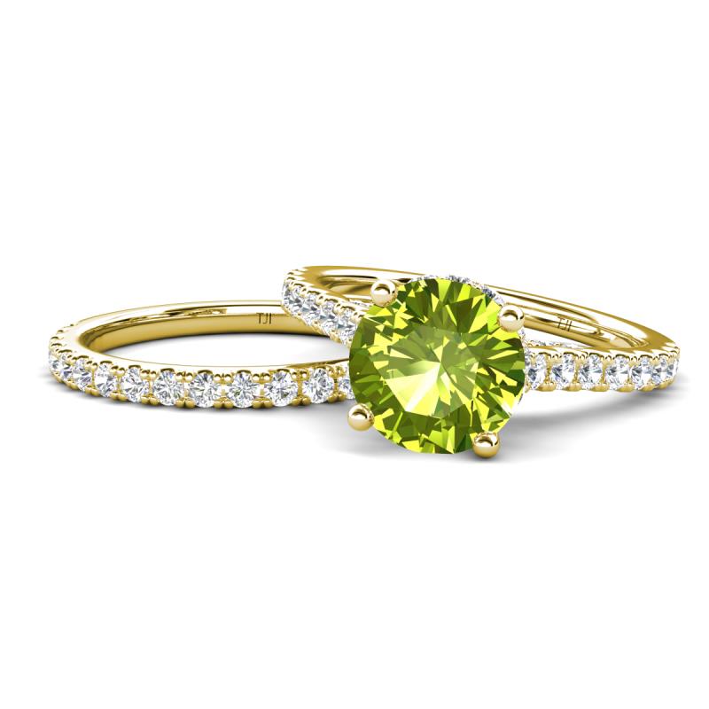 Kalina 2.21 ctw Peridot (7.00 mm) Accented Lab Grown Diamonds Bridal Set Ring  