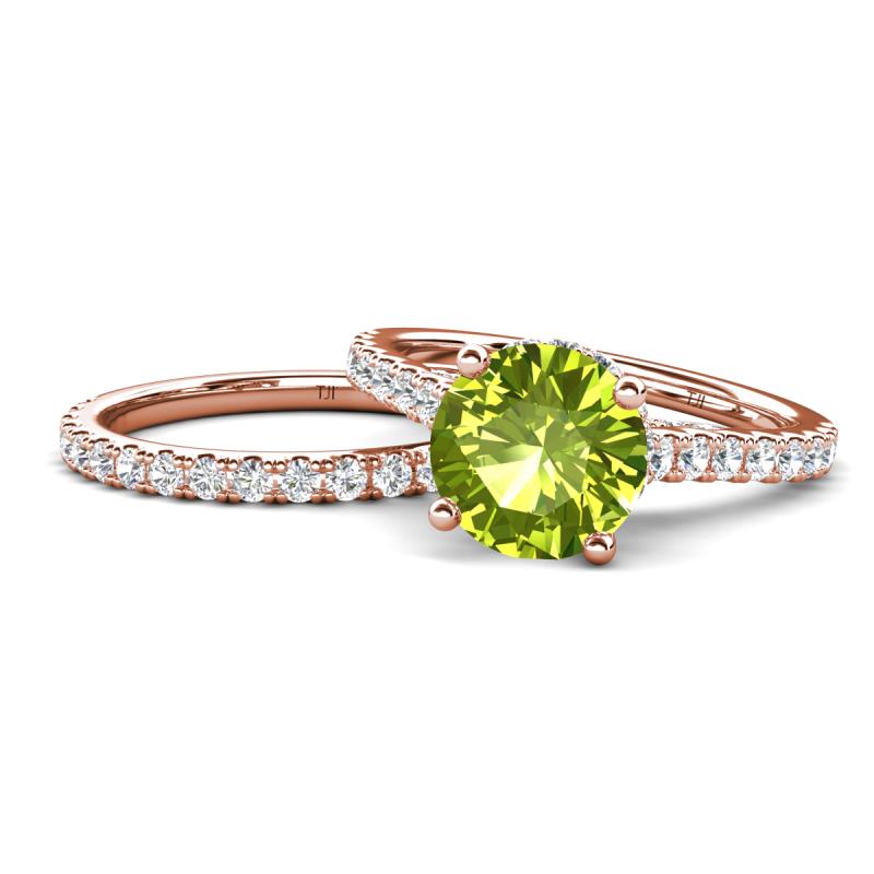 Kalina 2.21 ctw Peridot (7.00 mm) Accented Lab Grown Diamonds Bridal Set Ring  