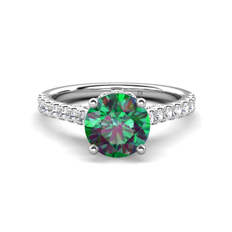 Kalina 1.95 ctw Created Alexandrite (7.00 mm) Accented Lab Grown Diamonds Halo Engagement Ring 