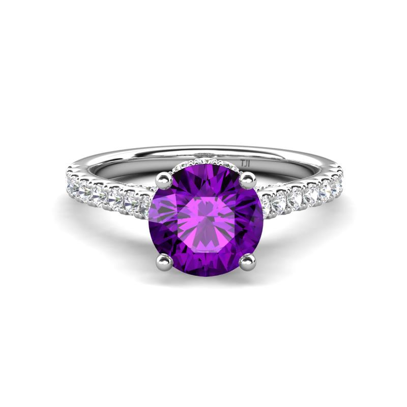 Kalina 1.75 ctw Amethyst (7.00 mm) Accented Lab Grown Diamonds Halo Engagement Ring 