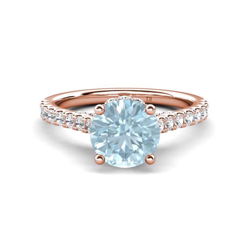 Kalina 1.75 ctw Aquamarine (7.00 mm) Accented Lab Grown Diamonds Halo Engagement Ring 