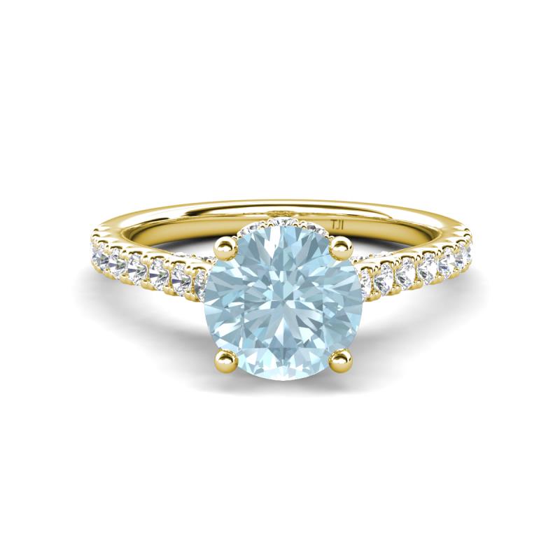 Kalina 1.75 ctw Aquamarine (7.00 mm) Accented Lab Grown Diamonds Halo Engagement Ring 