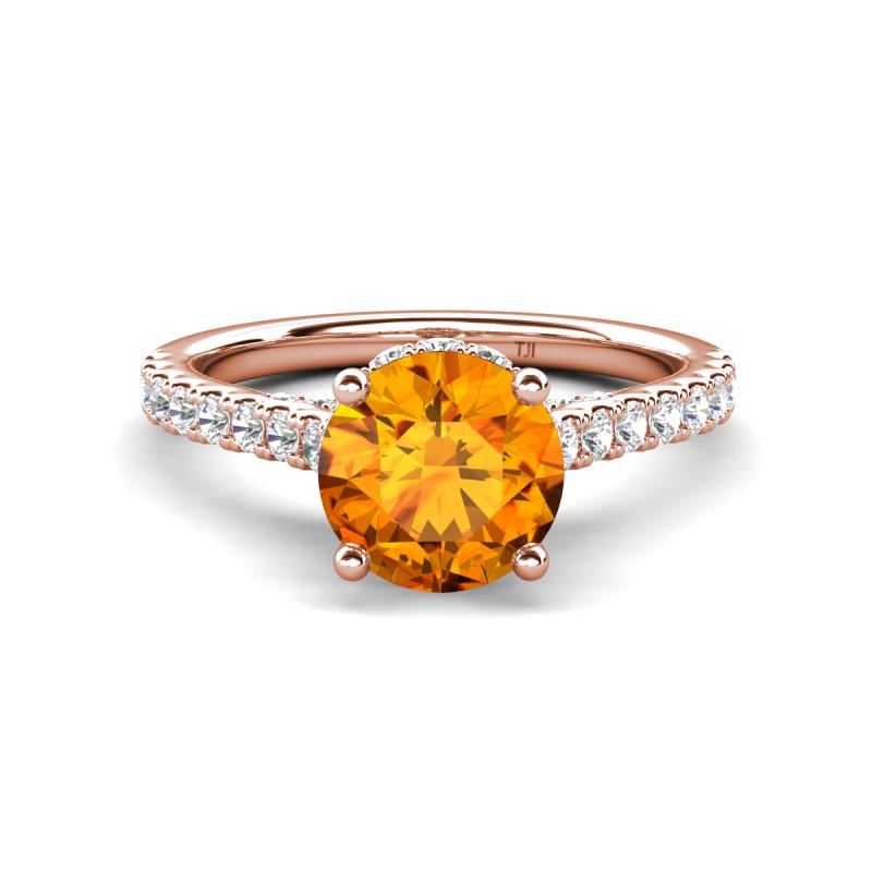 Kalina 1.75 ctw Citrine (7.00 mm) Accented Lab Grown Diamonds Halo Engagement Ring 