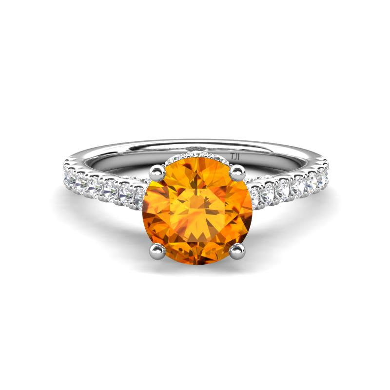 Kalina 1.75 ctw Citrine (7.00 mm) Accented Lab Grown Diamonds Halo Engagement Ring 