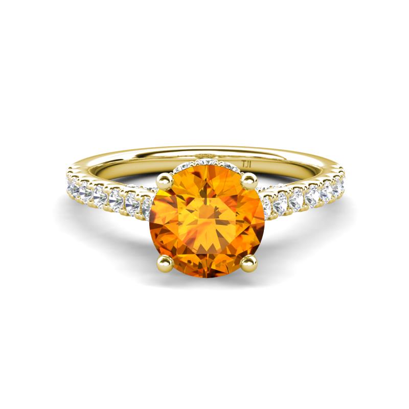 Kalina 1.75 ctw Citrine (7.00 mm) Accented Lab Grown Diamonds Halo Engagement Ring 