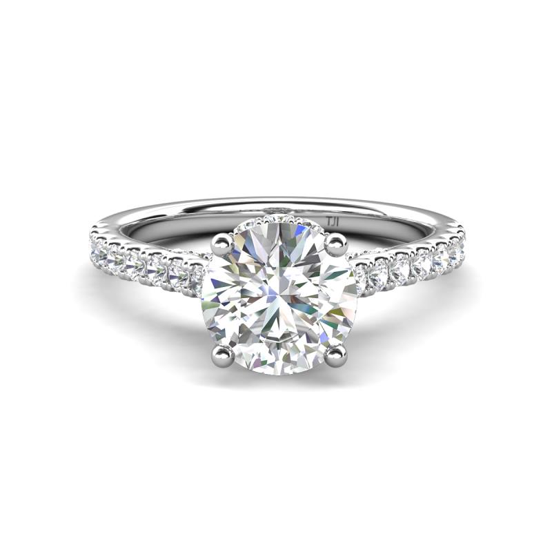 Kalina 1.80 ctw Moissanite (7.00 mm) Accented Lab Grown Diamonds Halo Engagement Ring 