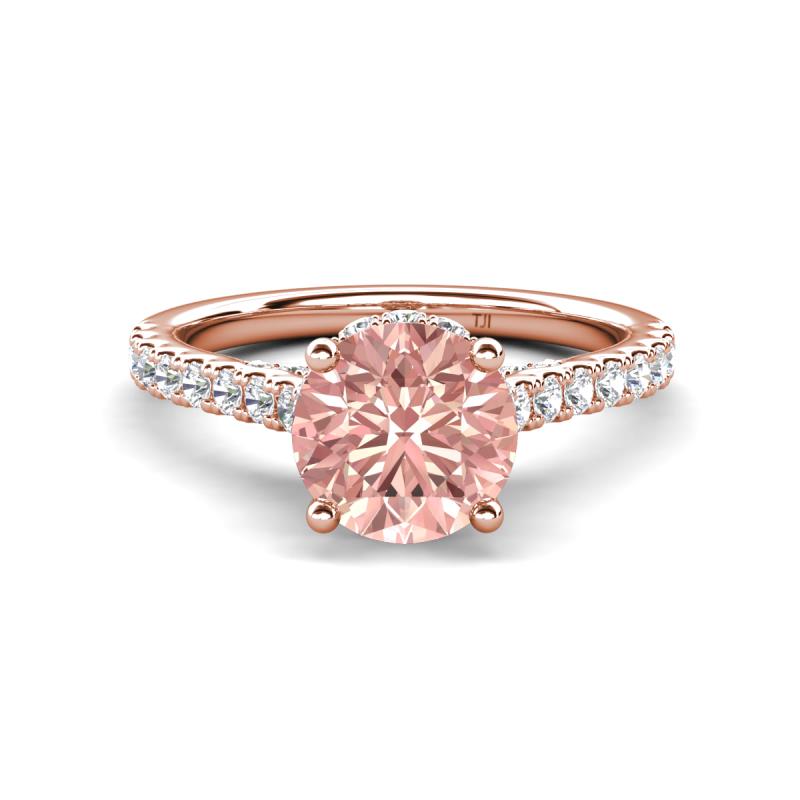 Kalina 1.80 ctw Morganite (7.00 mm) Accented Lab Grown Diamonds Halo Engagement Ring 