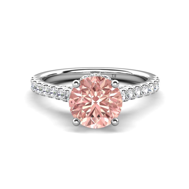 Kalina 1.80 ctw Morganite (7.00 mm) Accented Lab Grown Diamonds Halo Engagement Ring 