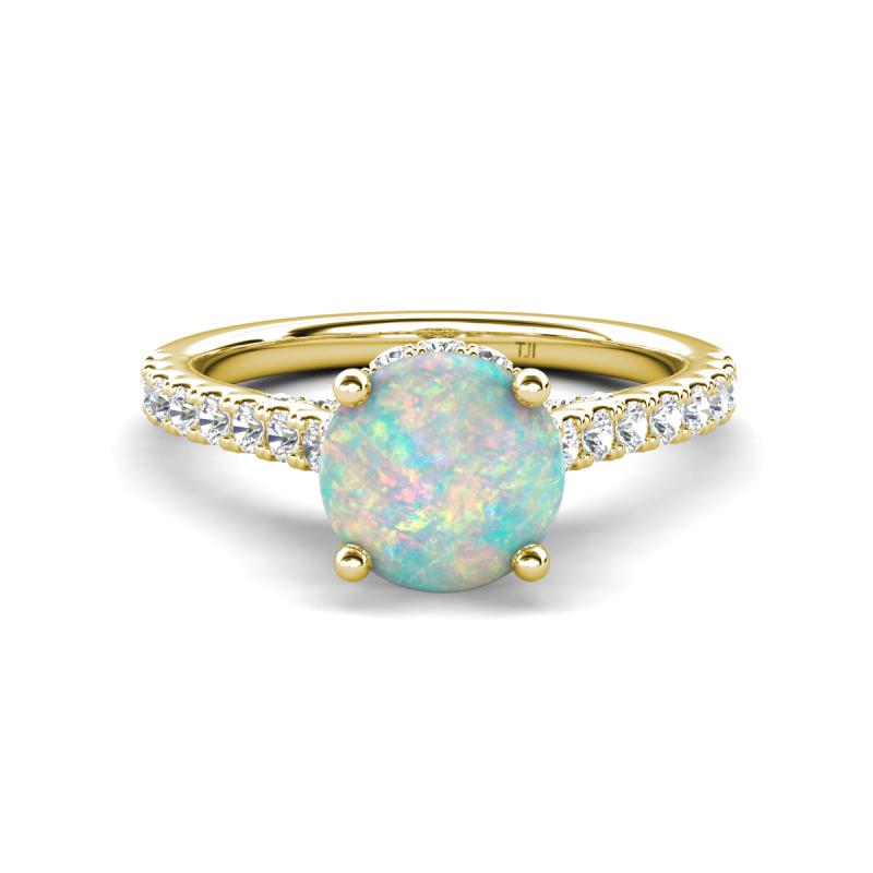 Kalina 1.50 ctw Opal (7.00 mm) Accented Lab Grown Diamonds Halo Engagement Ring 